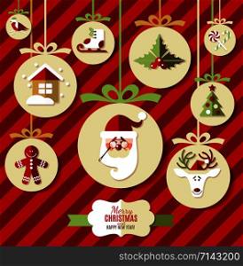 Christmas design icons set. Vector background.