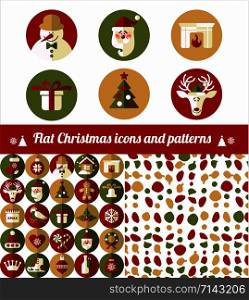 Christmas design icons set. Vector background.Seamless pattern of christmas decoration.. Christmas design icons set