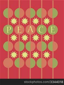 Christmas design with &acute;peace&acute; and ornaments