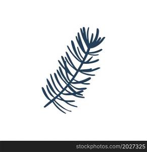 Christmas doodle silhouette pine tree branch plant. Hand drawn xmas decorations vector illustration isolated on white background. Design element for holiday greeting card gift tag.. Christmas doodle silhouette pine tree branch plant. Hand drawn xmas decorations vector illustration isolated on white background. Design element for holiday greeting card gift tag