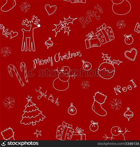 Christmas doodles. Seamless pattern