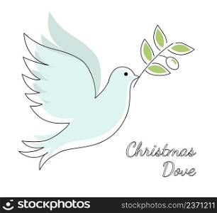 Christmas Dove Pigeone in festive colors Merry Christmas and Happy New Year folk art web banner bird illustration Peace Dove with branch. Merry Christmas and winter holidays greeting card design. Christmas Dove Pigeone in festive colors Merry Christmas and Happy New Year folk art web banner bird illustration