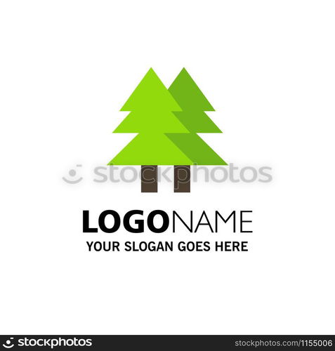 Christmas, Eco, Environment, Green, Merry Business Logo Template. Flat Color