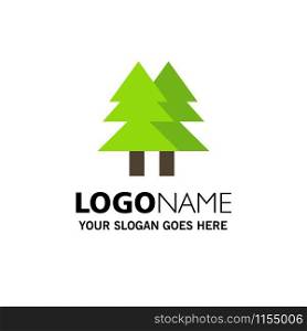 Christmas, Eco, Environment, Green, Merry Business Logo Template. Flat Color