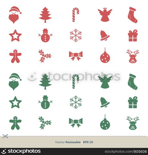 Christmas Element Icon Set Vector Logo Template Illustration Design. Vector EPS 10.