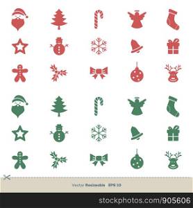 Christmas Element Icon Set Vector Logo Template Illustration Design. Vector EPS 10.