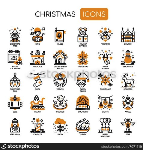 Christmas Elements , Thin Line and Pixel Perfect Icons