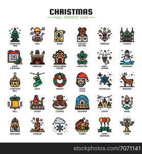 Christmas Elements , Thin Line and Pixel Perfect Icons