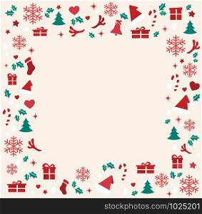Christmas elements with space pattern background vector illustration