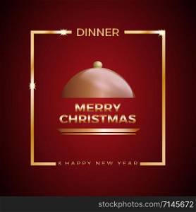 Christmas Eve dinner, template for poster, cover and menu. Vector illustration