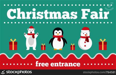 Christmas fair banner. Flat illustration of Christmas fair vector banner for web design. Christmas fair banner, flat style
