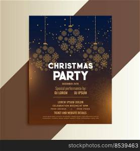 christmas festival flyer design with snowflakes ball decoration