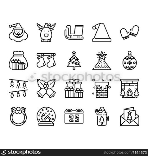 Christmas festival icon and symbol set