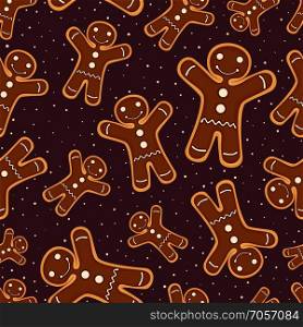 Christmas festive decoration. Seamless pattern from cookies with chocolate. Vector illustration. Christmas cookies seamless pattern