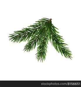 Christmas fir tree branch. Christmas tree branch on a white background. Festive design for the winter holidays, events, discounts, and sales. Vector illustration.