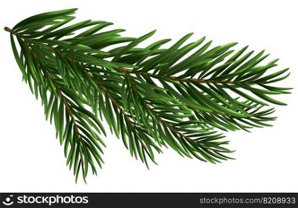 Christmas fir tree branch. Design element for the winter holidays, events, discounts, and sales. Vector illustration.