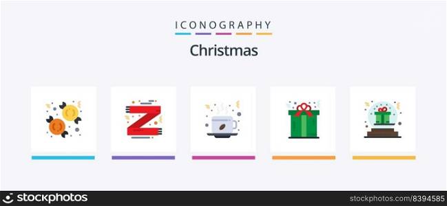 Christmas Flat 5 Icon Pack Including love. gift. scarf. christmas. drink. Creative Icons Design