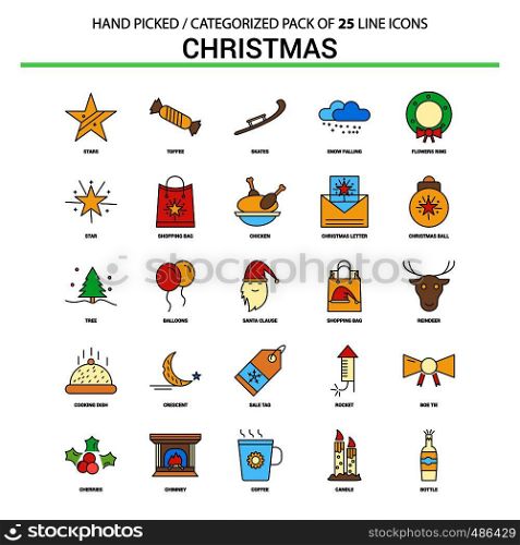 Christmas Flat Line Icon Set - Business Concept Icons Design