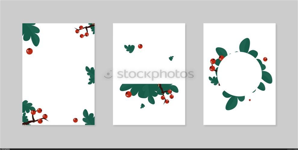 Christmas floral background a4 set, decorative xmas backdrop concept illustration