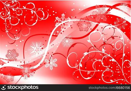 Christmas floral background with a snowflakes, vector