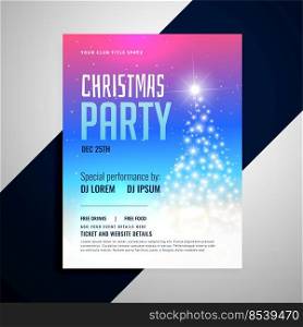 christmas flyer template with glowing tree and colorful background