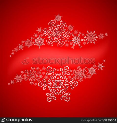 Christmas frame with drawn snowflakes lines around blank space