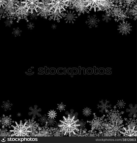 Christmas frame with small snowflakes layered on top and bottom