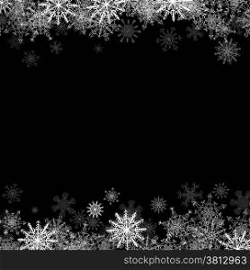 Christmas frame with small snowflakes layered on top and bottom
