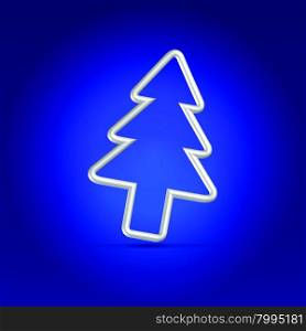 Christmas fur tree wire silver symbol falling over dark blue background