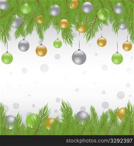 Christmas Fur tree with decoration. Vector illustration