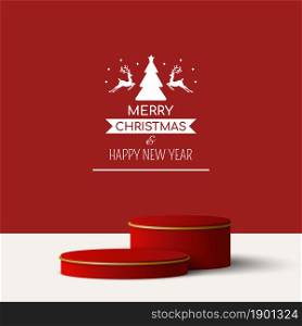 Christmas geometric 3d podium for product advertising, Merry Christmas