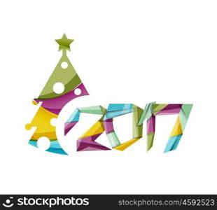 Christmas geometric banner, 2017 New Year. Vector illustration