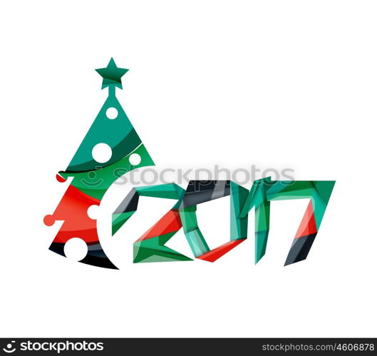 Christmas geometric banner, 2017 New Year. Vector illustration