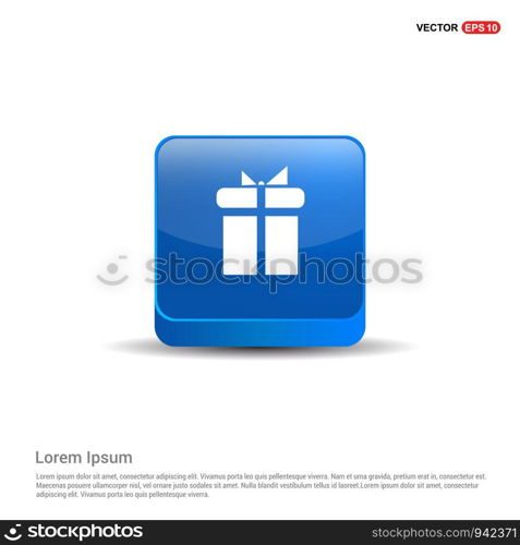 Christmas Gift Box Icon - 3d Blue Button.