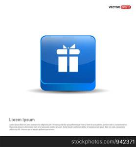 Christmas Gift Box Icon - 3d Blue Button.