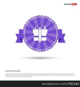 Christmas Gift Box Icon - Purple Ribbon banner