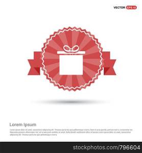 Christmas Gift Box Icon - Red Ribbon banner