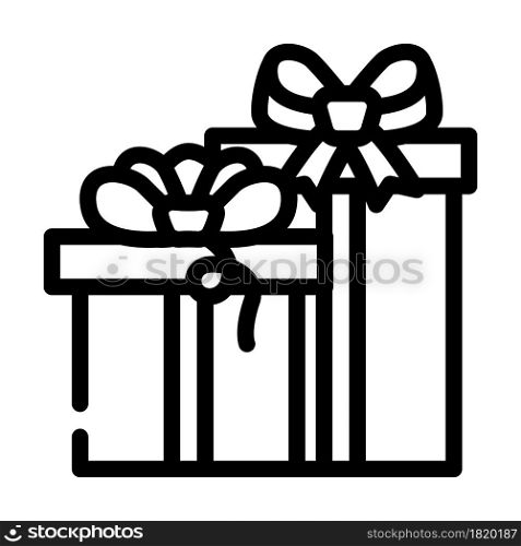 christmas gift boxes line icon vector. christmas gift boxes sign. isolated contour symbol black illustration. christmas gift boxes line icon vector illustration