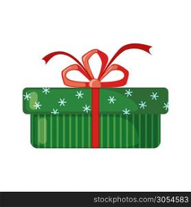 Christmas Gift icon in flat style isolated on white background. Vector illustration.. Christmas Gift icon in flat style.