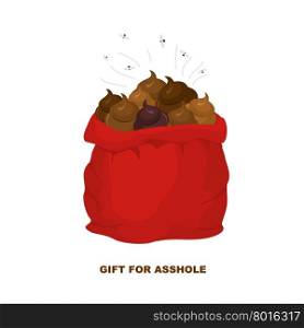 Christmas Gifts for bad people. Santa Claus with bag of shit. Gift for zasranca. Funny illustration for Christmas and new year.&#xA;