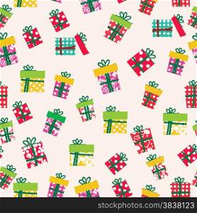 christmas gifts icons seamless pattern