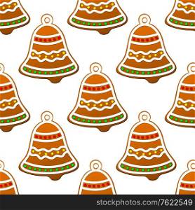 Christmas gingerbread bell seamless background for holiday design