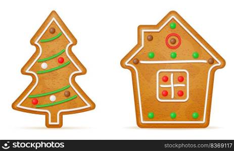 christmas gingerbread cookies for new year’s holiday celebration vector illustration isolated on white background