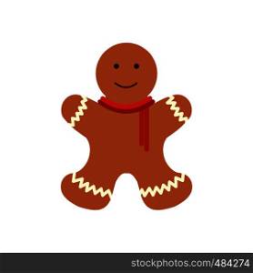 Christmas gingerbread man flat icon isolated on white background. Christmas gingerbread man flat icon