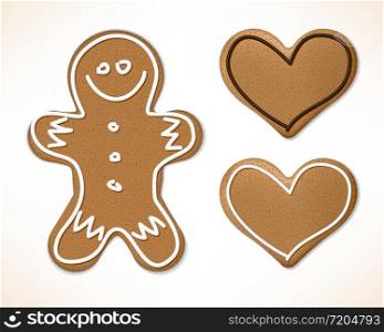 Christmas gingerbreads with white and chocolate icing