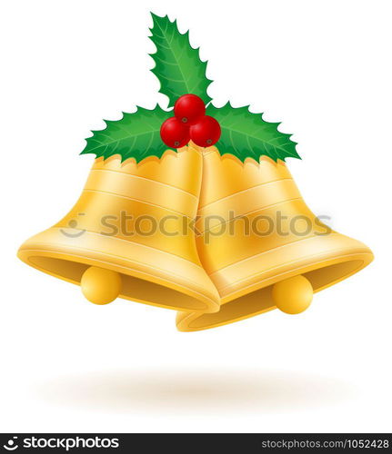 christmas gold bells vector illustration isolated on white background