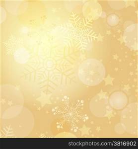 Christmas gold frame with balls and snowflakes (vector eps 10)