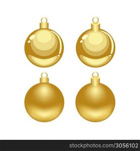 Christmas golden cartoon and mesh vector ornaments isolated on white background