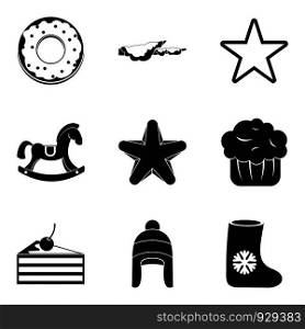Christmas goodies icons set. Simple set of 9 christmas goodies vector icons for web isolated on white background. Christmas goodies icons set, simple style