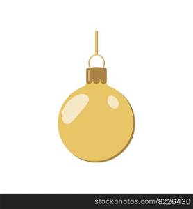 Christmas, great design for any purpose. Vector illustration of the celebration. Golden Ball. colorful shiny christmas ball on a ribbon